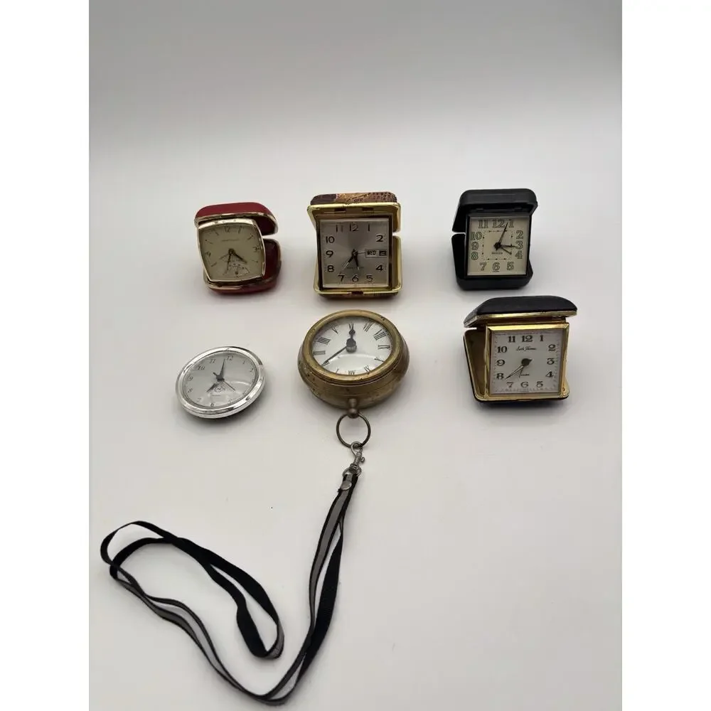 Lot Of 7 Vintage Travelers Alarm Clocks And Other Clocks For Parts And Repair